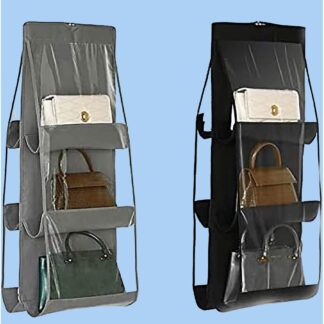 6 Pocket Foldable Hanging Bag 3 Layers Folding Shelf Bag Purse Handbag Organizer With free Hanger