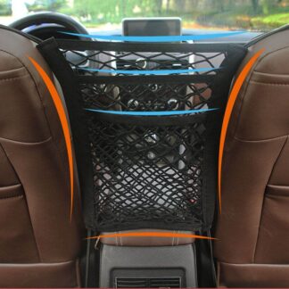 3-Layer Car Elastic Mesh Organizer Universal Car Net Pocket Seat Back Net Bag Multifunctional Car Seat Organizer Handbag Holder Barrier of Backseat Pet Kids