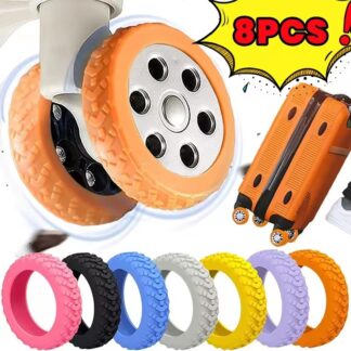Luggage Wheel Cover 8 Pcs Silicone Waterproof Anti Noise Suitcase Protector Set