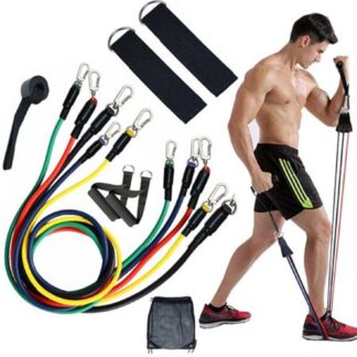11 Pcs Resistance Band Set With Ankle straps door strap and carrying bag with box, made in china