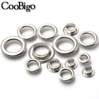 100sets Leather Grommet Round Eye Rings Metal Eyelet for Shoes Clothing Bag Belt DIY Leathercraft Accessories Silver Colored
