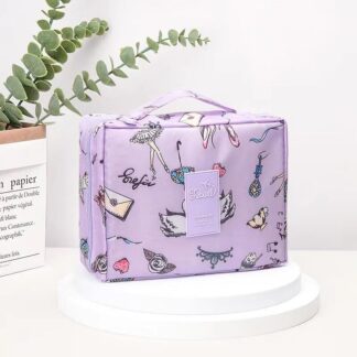 Makeup Bag For Women Waterproof PU Cosmetic Organizer Pink Portable Travel Storage Case