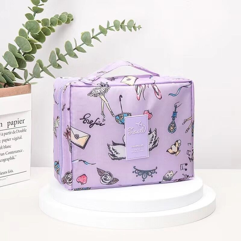 Makeup Bag For Women Waterproof PU Cosmetic Organizer Pink Portable Travel Storage Case