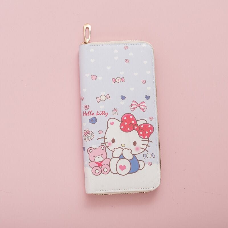 Sanrio Hello Kitty Kuromi Cinnamoroll Cartoon Sweet Cute Wallet Kitty Cat Card Bag Coin Wallet Long Zipper Wallet Large Capacity Coin Purse Multiple Card Slots Birthday Party Gift