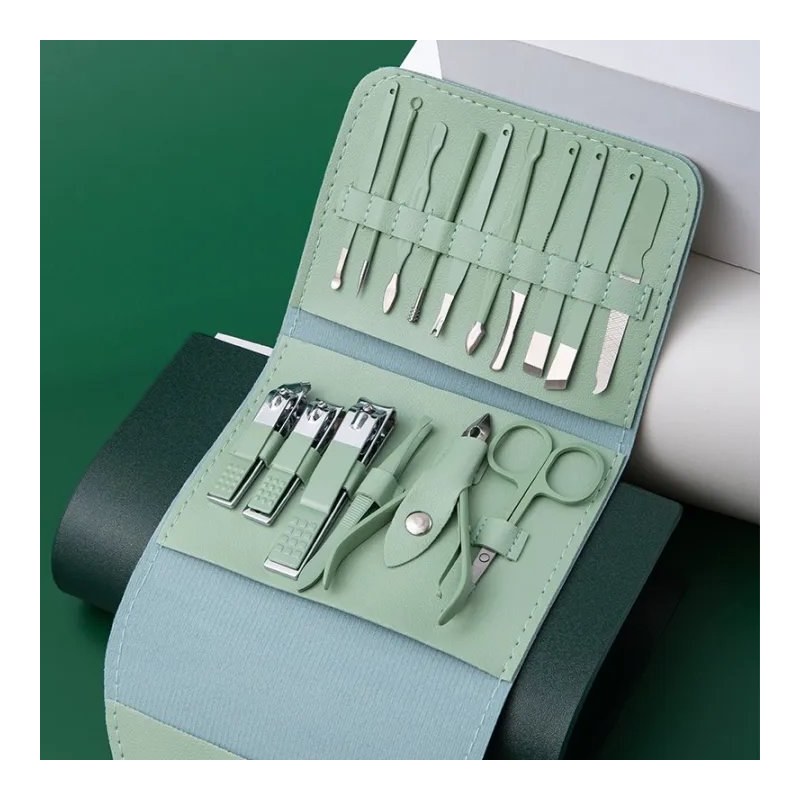 Multicolour Stainless Steel Nail Cutter Kit for Men & Women with Leather Bag - Travel Grooming Set for Facial, Cuticle, & Nail Care
