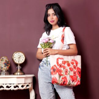 Red Poppy Flower Top Handle Bags for Women and Girls