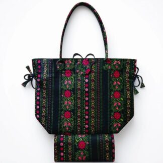 Monipuri Handmade Cotton Handbag and Purse Set for Women 43x32x10cm Ethnic Tribal Design