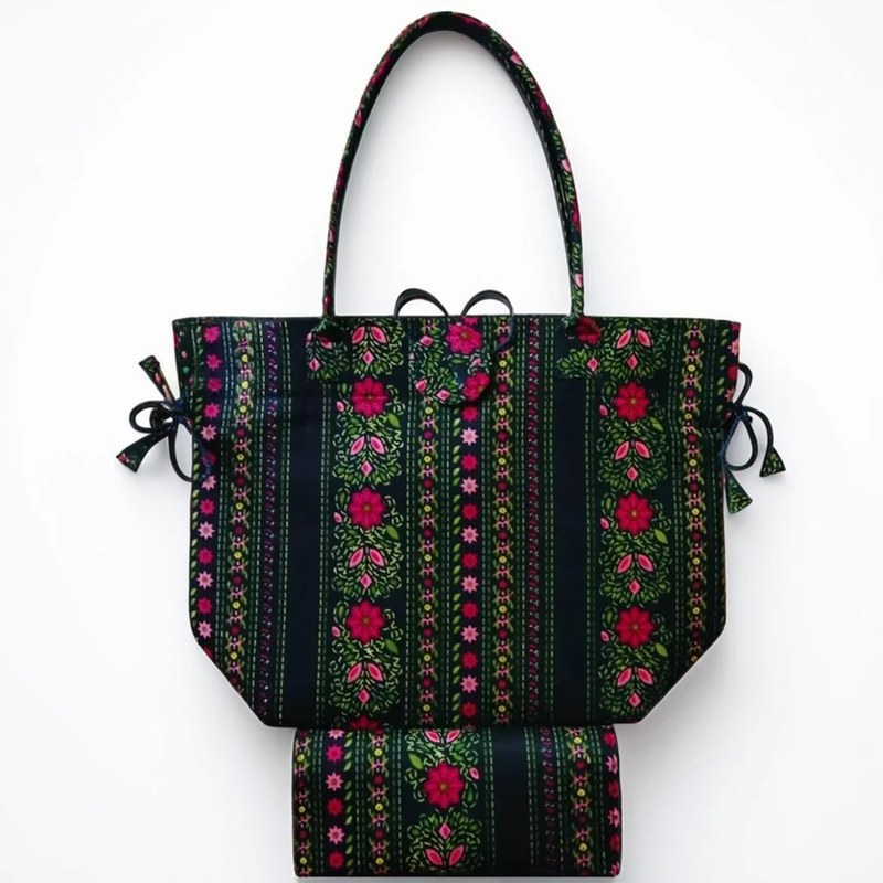 Monipuri Handmade Cotton Handbag and Purse Set for Women 43x32x10cm Ethnic Tribal Design