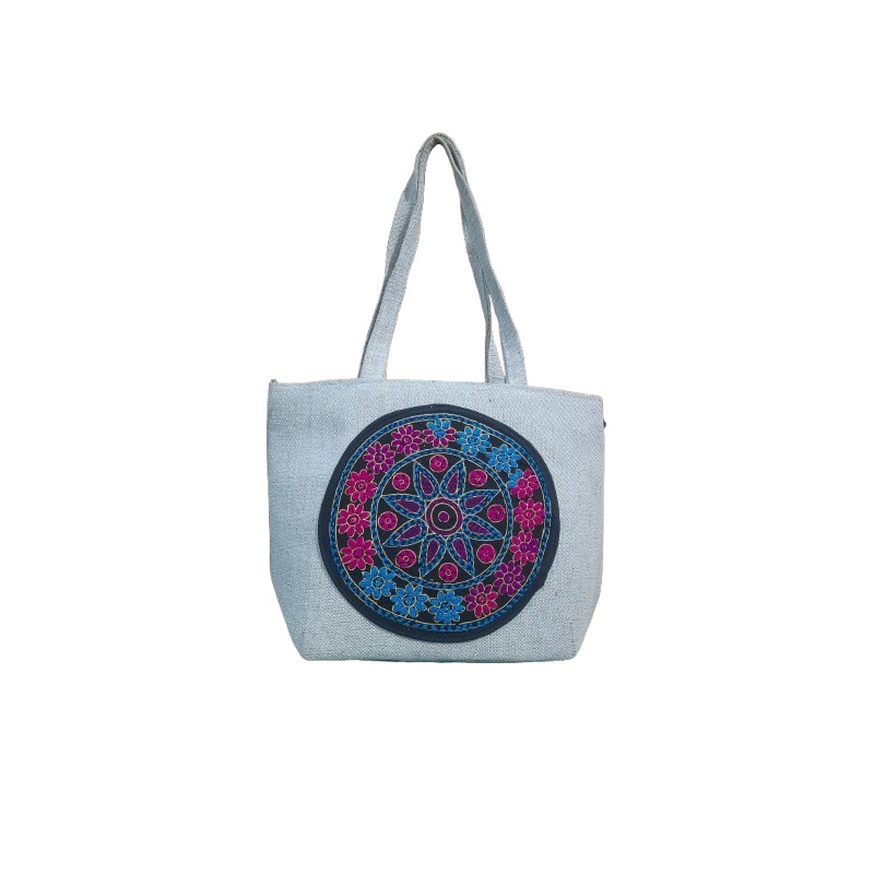 jute cotton ladies shoulder bag.
