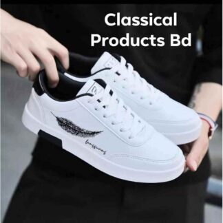 Sneakers For Men All Season Flyknit Fabric Slip-On Casual Sports Style Black & White