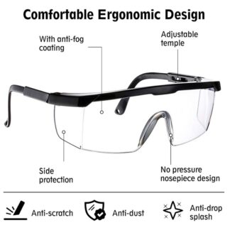 Safety Glasses & Goggles,Anti-Fog Anti-Scratch Protective Eyewear,Wrap-Around Design,Clear Eye Protection for Men Women Kids,Ideal for Work,Lab Safety,Shooting,Woodworking,Cycling