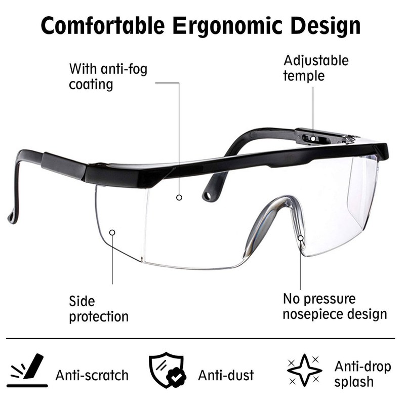 Safety Glasses & Goggles,Anti-Fog Anti-Scratch Protective Eyewear,Wrap-Around Design,Clear Eye Protection for Men Women Kids,Ideal for Work,Lab Safety,Shooting,Woodworking,Cycling