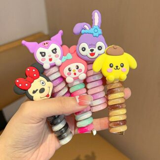 2Pcs Colorful Spiral Telephone Wire Hair Ties for Kids – Cute & Elastic Ponytail Bands
