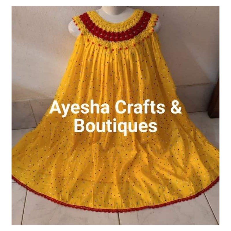 Baby Girl Fasionable beautiful cotton Frock, Crochet/kuruskata baby dress, children kids baby girls dress