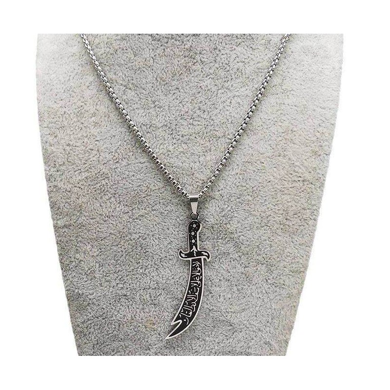 Stainless Steel Fashion Zulfiqar Sword Imam Ali Necklace Gift For Men-Men,s Chain