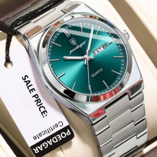 POEDAGAR 930 Business  Stainless Steel  belt  Quartz Men’s Watch- Silver
