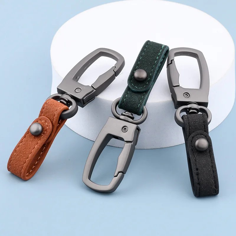 Fashion frosted processing simple leather metal keychain simple tamperproof key ring men women car motorcycle s 2025