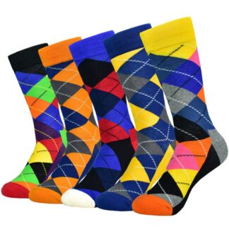 5Pack Men's Color Dress Casual Fashion Happy Socks Combed Cotton Socks Men s