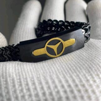 Mercedes Benz Stainless Steel Men’s Bracelet | Black silver and gold size 21 cm and 5,10 mm