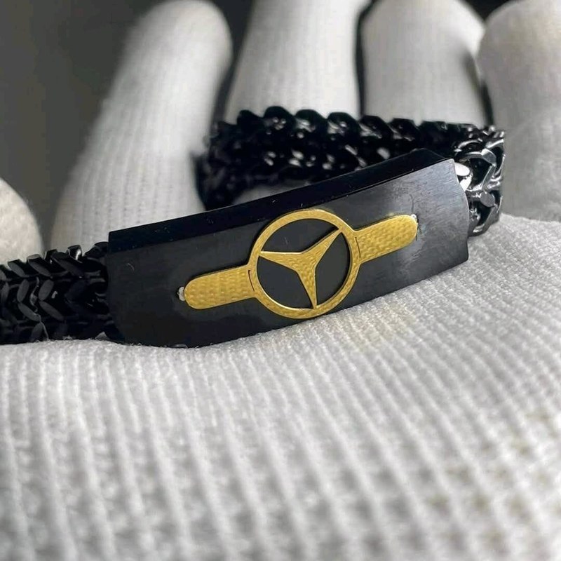 Mercedes Benz Stainless Steel Men’s Bracelet | Black silver and gold size 21 cm and 5,10 mm