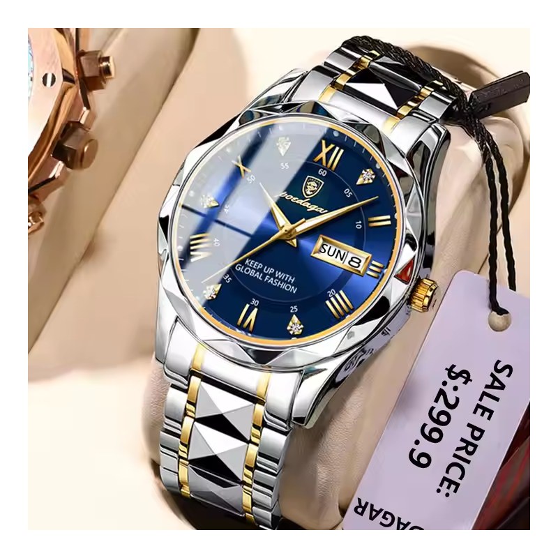 Poedagar PO615 Black Stainless Steel Analog Wrist Watch For Men - Time lovers