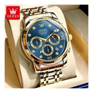 O'levs Watches for Men Diamond Business Dress Analog Quartz Stainless Steel Date Luxury Casual Fashion Wrist Watch Waterproof Luminous