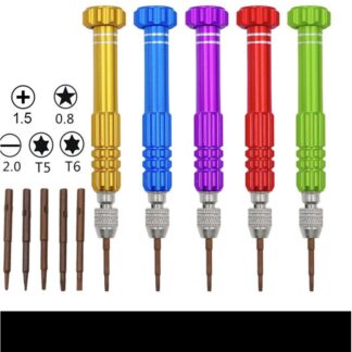 5 in 1 Multi-function Precision Screwdriver Set Repair Tool Kit T5 T6 1.2mm 1.5mm 0.8mm Aluminium Alloy Handle for Disassemble Watch Smartphone Jewelry Glasses Laptop