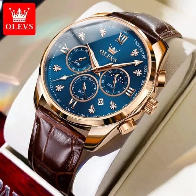 OLEVS Watch | Model 2872 | Stylish Fashion Watch For Man | Brown Blue