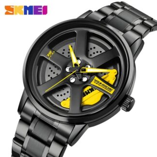 Inspired by Adjust skemi Top Watch Brand Car Watches Men Sports Quartz Wrist Watches 3D Sports Rim Hub Wheel Wristwatches Car Quartz Men's Watches