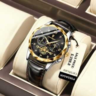 Poedagar 996L Luxury Watch for Men Sports Leather Men's Watches Waterproof Luminous Chronograph Men Quartz Watches - Watch For Men - Watch - Men Watch