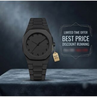 Minimalist Arabic Numerals Men’s Wristwatch, Stainless Steel, Black