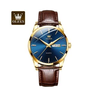 O'levs 6898 PU Leather Analoge Wrist Watch For Men Fan Made
