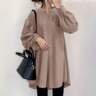 Women’s Long Sleeve V-Neck Tunic Top – Elegant Holiday Casual Shirt