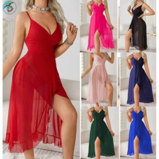Women’s Micro Cherry Sheer Lingerie Gown with Elegant Cut and Romantic Silhouette