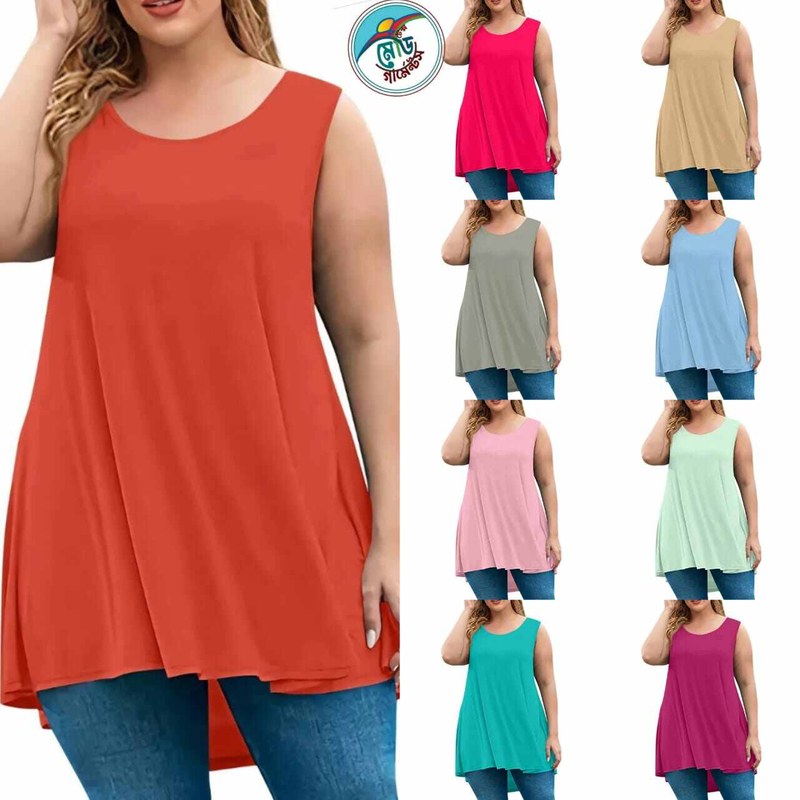 Women’s Cotton Soft Fabric Summer Tunic Top – Sleeveless Flared Blouse with Chic Long Hem