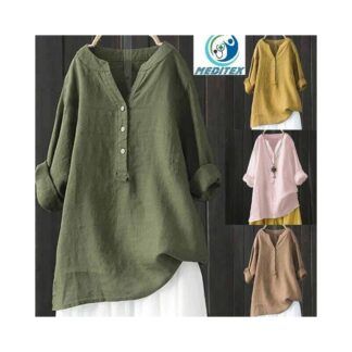 Women Long Sleeved Oversize Blouse Vintage Loose Bulses