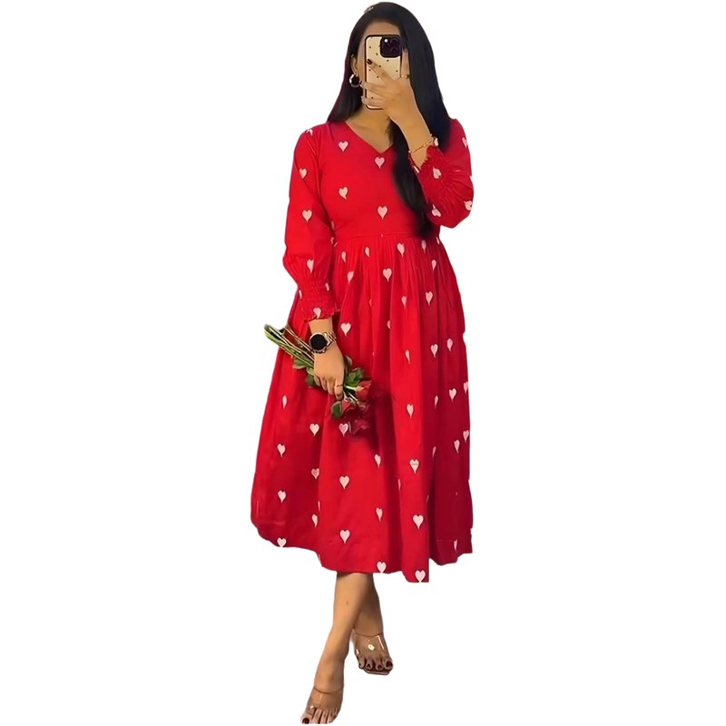 Kurti for Women Print Gown Exclusive Designed 1Piece Stylish White Ethnic Style Smooth Texture Lightweight Fabric