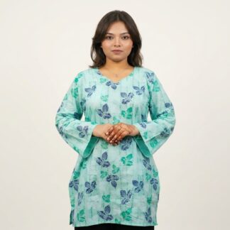 Women's Pure Cotton Short Kurti | Trendy One Piece Short Kamiz | Soft Slub Cotton Casual Ethnic Top | Regular Wear | New Fashion Collection