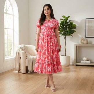 High Quality Premium New Collection Screen Print Cotton Aliya Cut Three Piece Kurti For