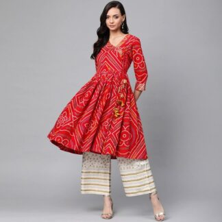 Premium Womens AC Cotton Printed Readymade Kurti with Pure Butterfly Palazzo Free