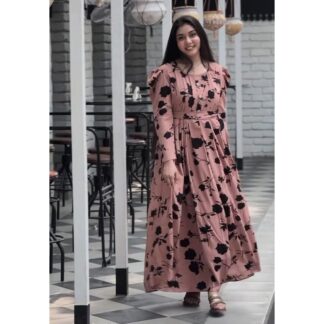 Women's Collection Switch Silk Skin Print Gown 1 Piece Dress Silk Material Womens