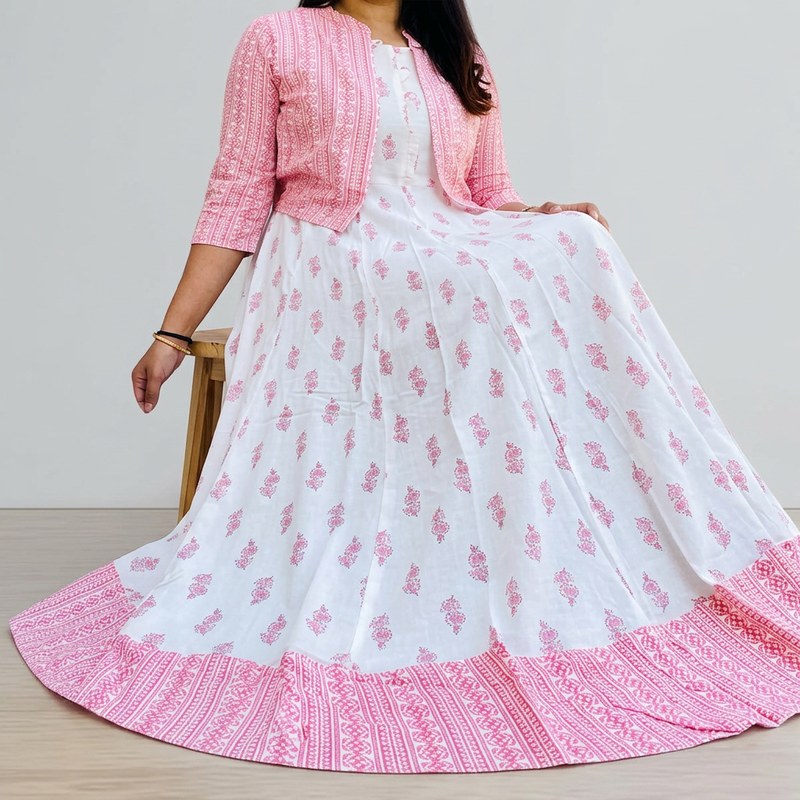 China Lilen Fabrics Gown 1piece long kurti different koti, Gown long kurti Stylish Women / Girls Fashionable