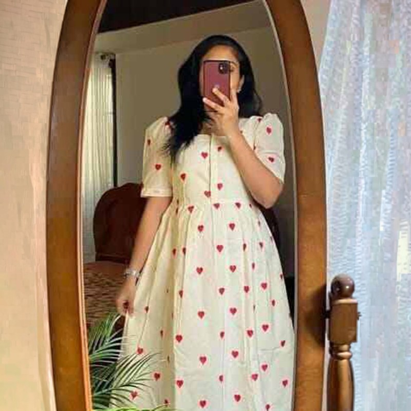 Womens Heart Print Culotte Dress Stylish Elegant Fashion Wear Quality Casual Dress